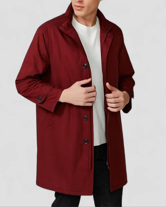 Mænds Lang Overfrakke Minimalistisk Stil 1