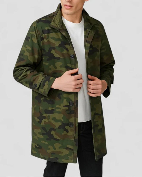 Mænds Lang Overfrakke Minimalistisk Stil 2