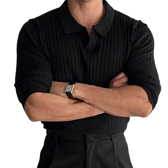 Mænds Langærmet Polo Shirt V-Hals Stil 0