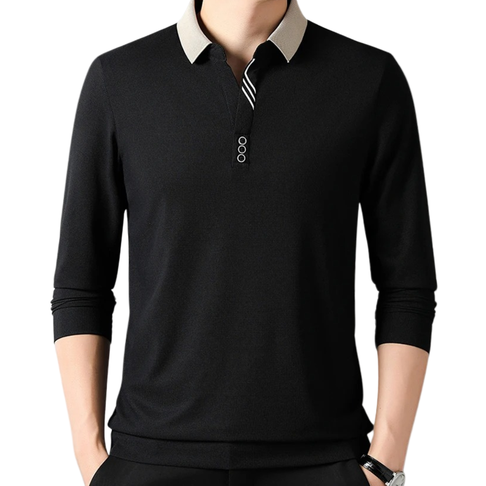 Mænds Langærmet Poloshirt i Klassisk Stil - Komfortabel og Åndbar Fritidstøj 1