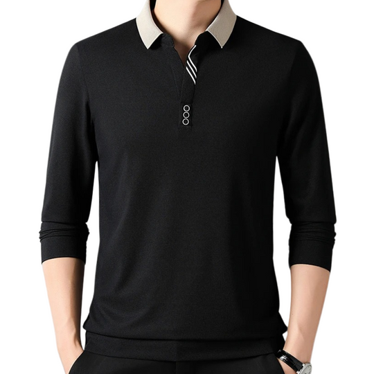 Mænds Langærmet Poloshirt i Klassisk Stil - Komfortabel og Åndbar Fritidstøj 1