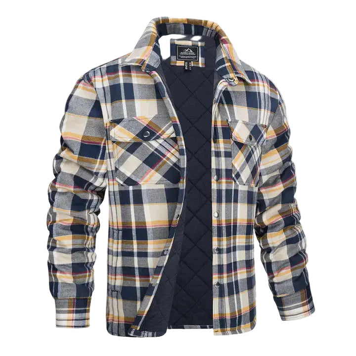 Mænds Langærmet Skjortekavaj i Rutig Design 0