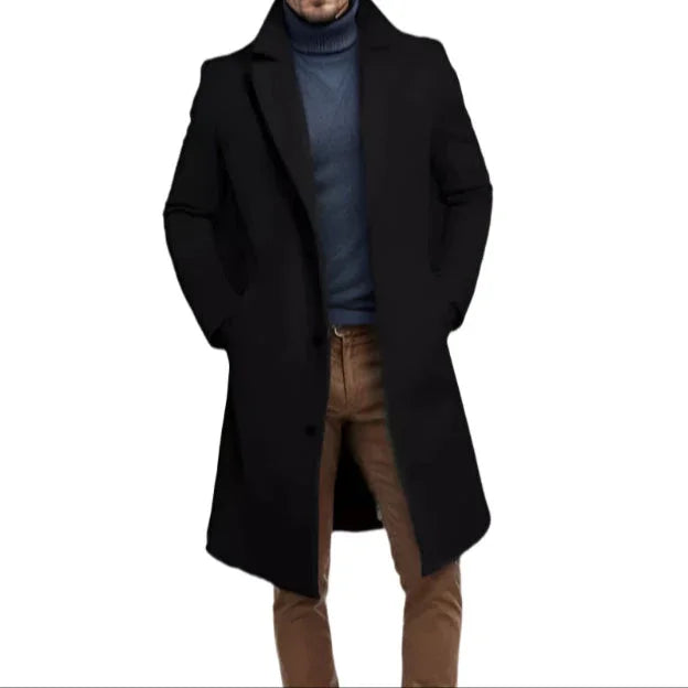 Mænds Mellemlang Frakke Klassisk Stil 6