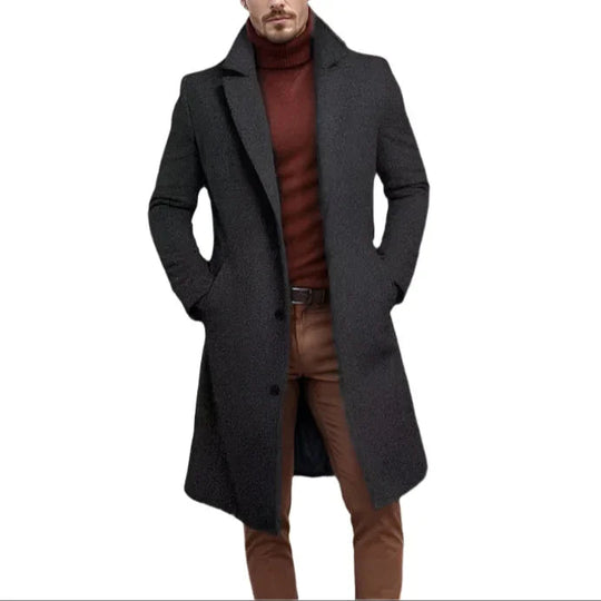 Mænds Mellemlang Frakke Klassisk Stil 7