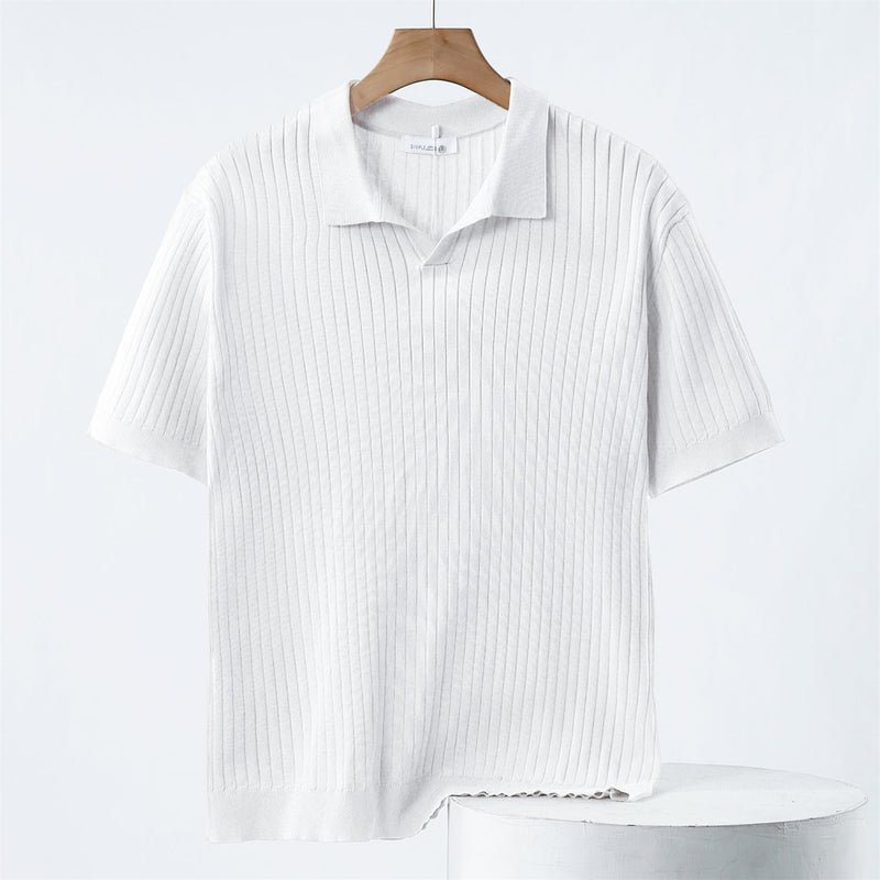 Mænds Poloshirt Klassisk Stil Med Ribbenmønster 1