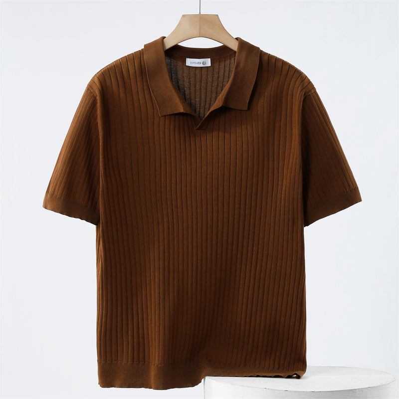 Mænds Poloshirt Klassisk Stil Med Ribbenmønster 5