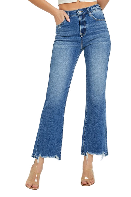 Mænds Straight Jeans Høj Talje Mørk Denim 0