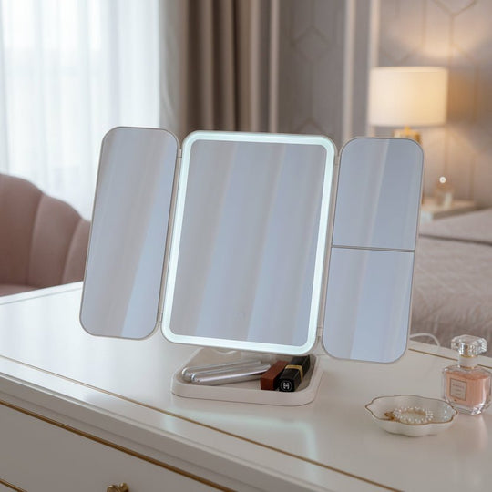 Makeup Spejl med LED-belysning i 3 Farver 3