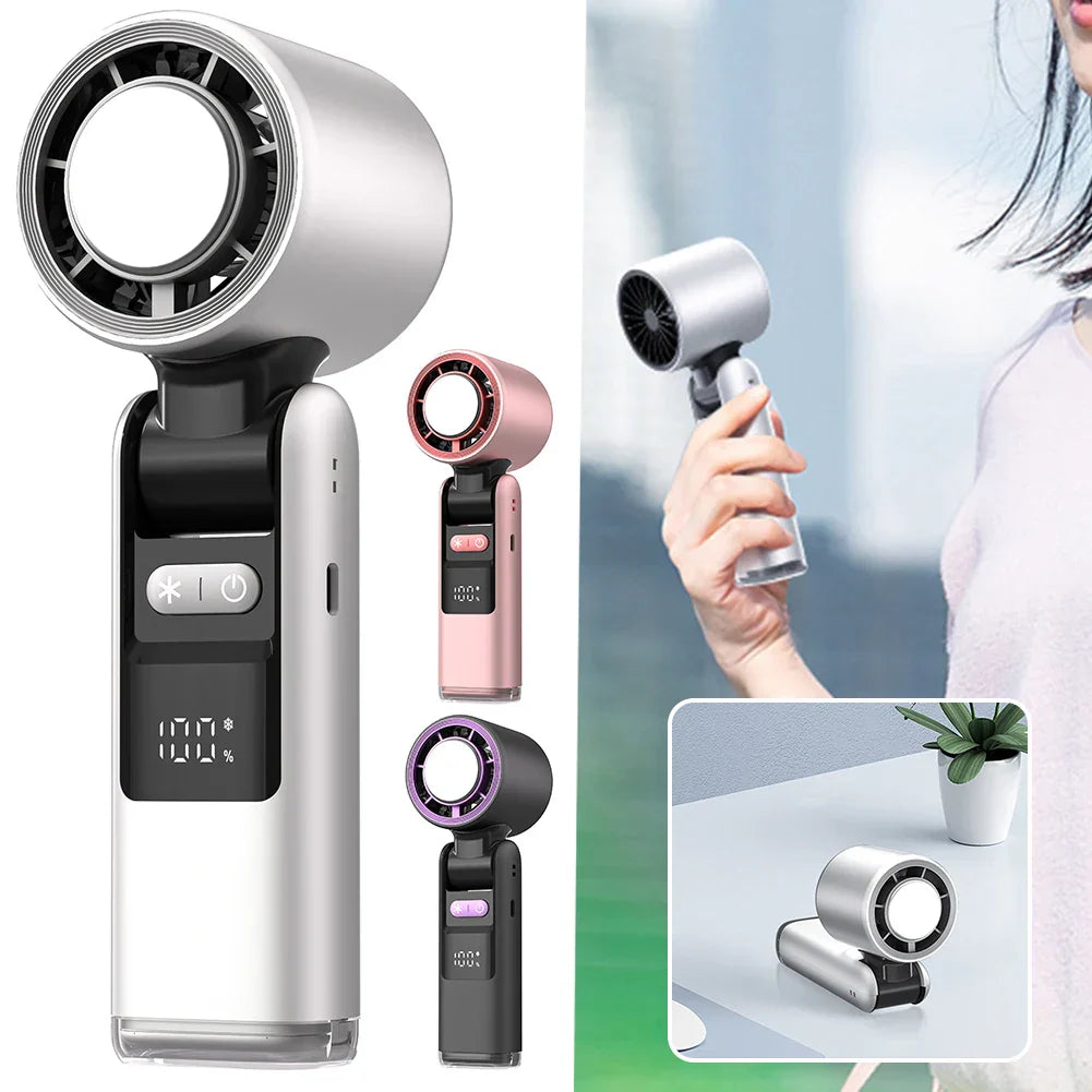 Mini Håndventilator Med Digitalt Display Justerbare Vindniveauer 0