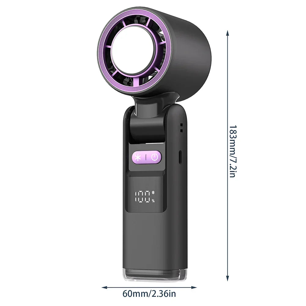 Mini Håndventilator Med Digitalt Display Justerbare Vindniveauer 4