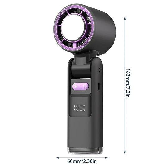 Mini Håndventilator Med Digitalt Display Justerbare Vindniveauer 4