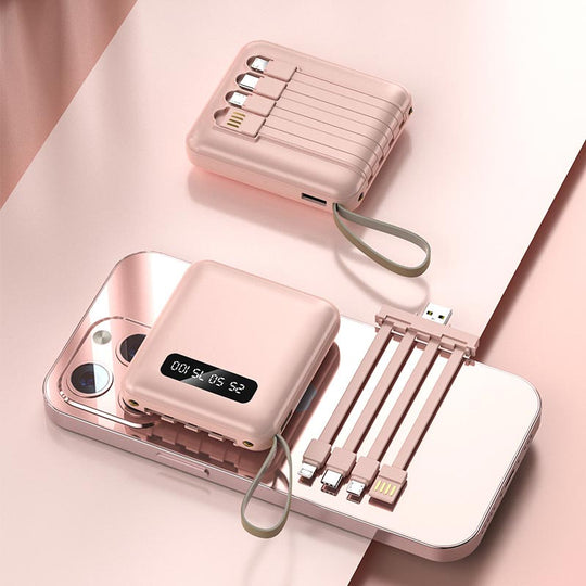 Mini Powerbank 20000mAh med Integrerede Kabler 2