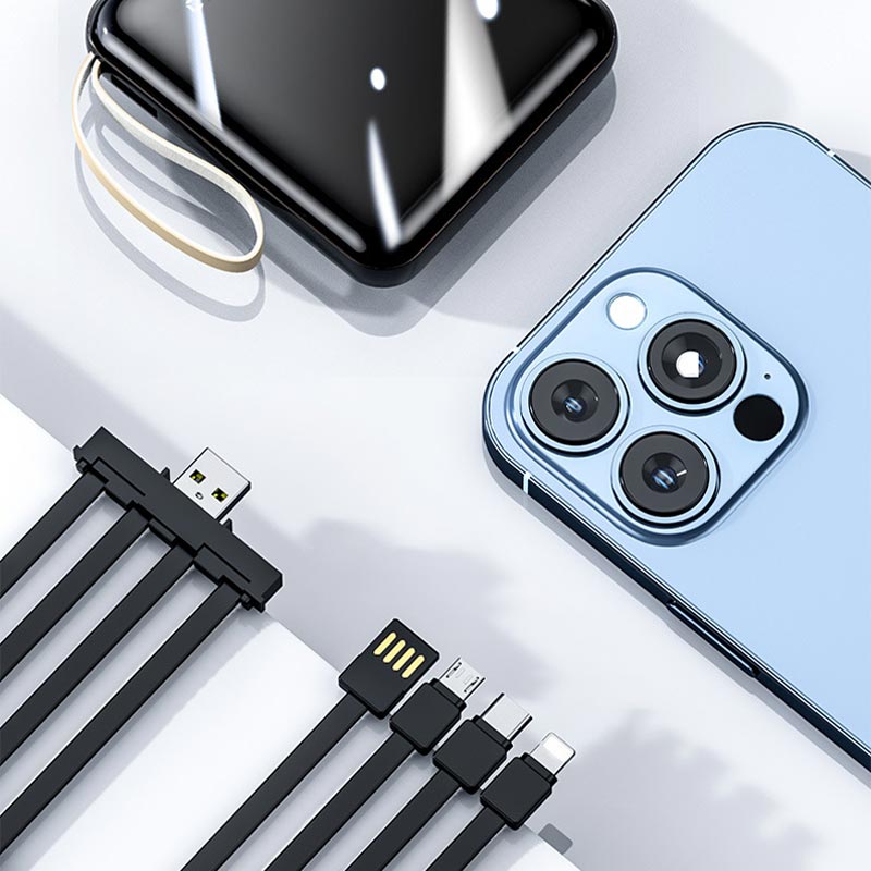 Mini Powerbank 20000mAh med Integrerede Kabler 6