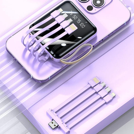 Mini Powerbank 20000mAh med Integrerede Kabler 7