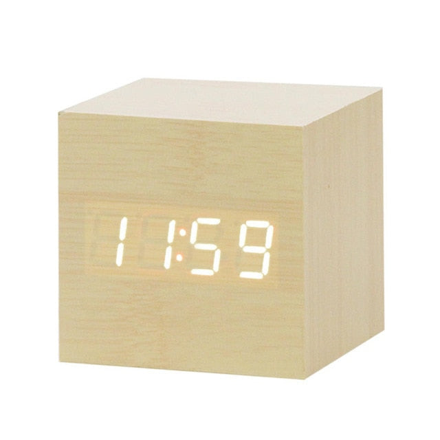 Minimalistisk Digital Vækkeur med Stemmebetjening Plast LED Display 0