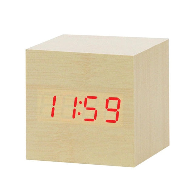 Minimalistisk Digital Vækkeur med Stemmebetjening Plast LED Display 4