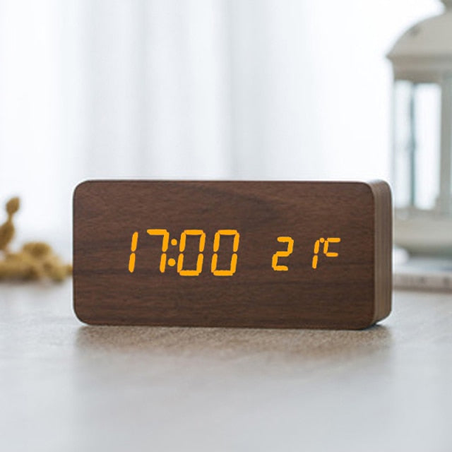 Minimalistisk Digital Vækkeur med Stemmebetjening Plast LED Display 6