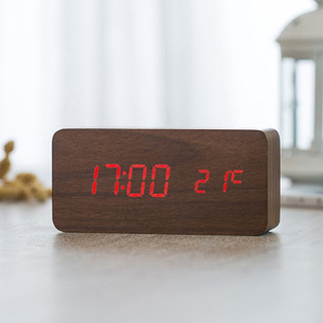 Minimalistisk Digital Vækkeur med Stemmebetjening Plast LED Display 8