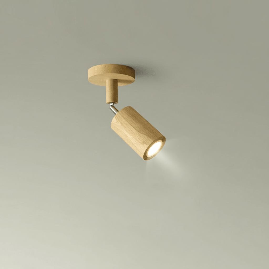 Minimalistisk Loftslampe i Træ med Justerbar Lysretning 1