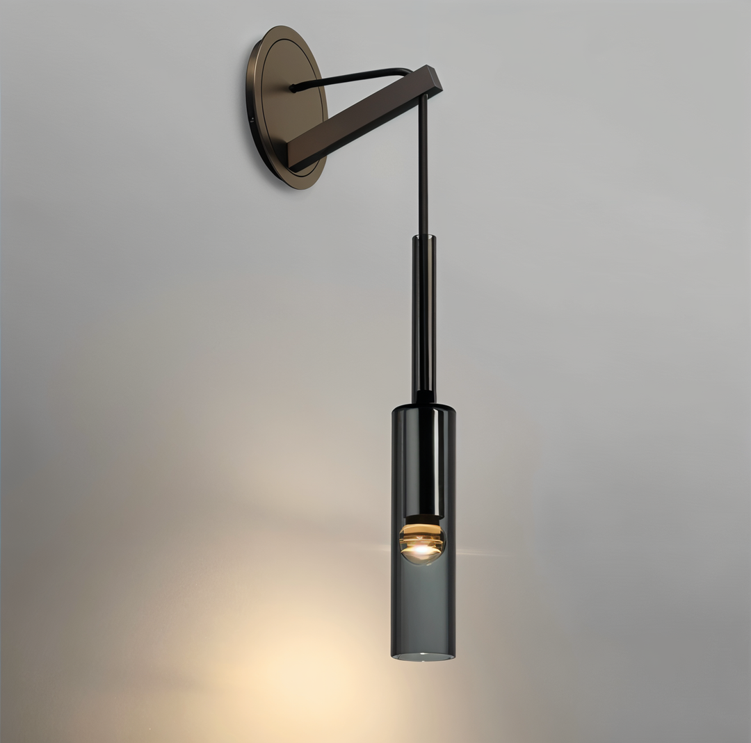 Minimalistisk Væglampe med Røget Glas 7