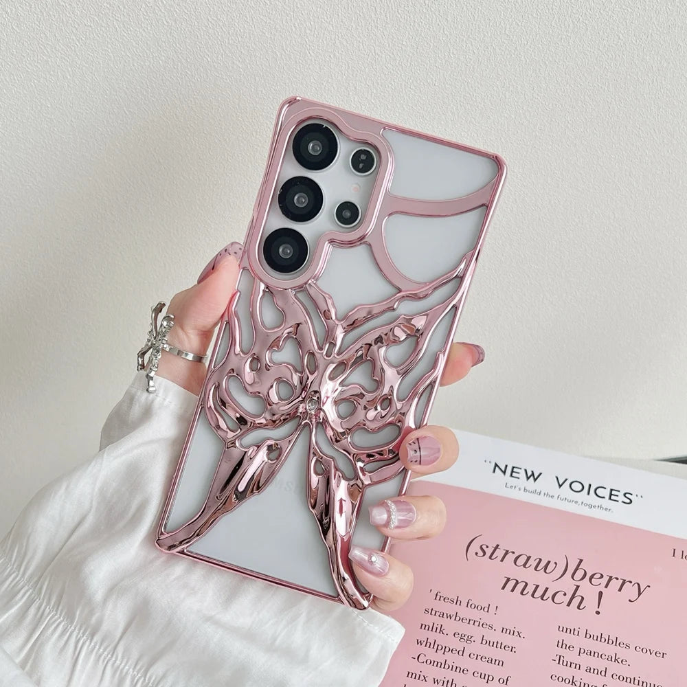 Mobilcover til Samsung Galaxy S24 S25 Ultra med 3D Butterfly Design 4