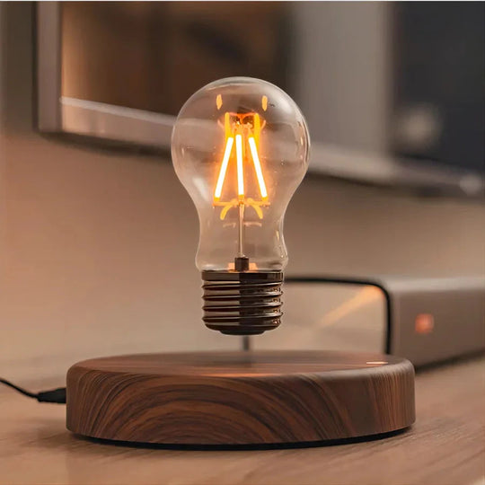 Moderne Bordlampe med Flydende Design og Valnøddebasis 0