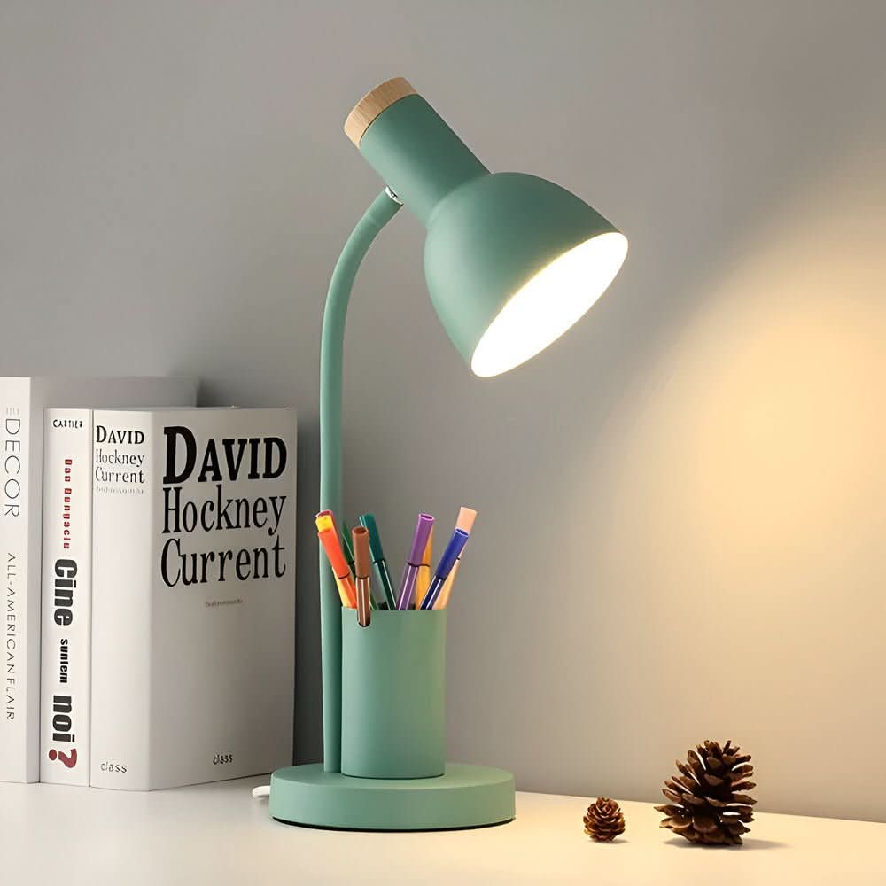 Moderne Bordlampe med Penneholder og Justerbart Lys til Skrivebord 4