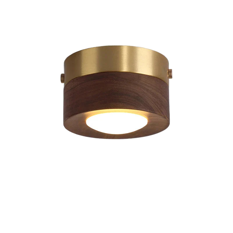 Moderne Loftslampe i Valnød med Guld Detaljer 2