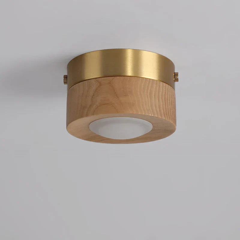 Moderne Loftslampe i Valnød med Guld Detaljer 3