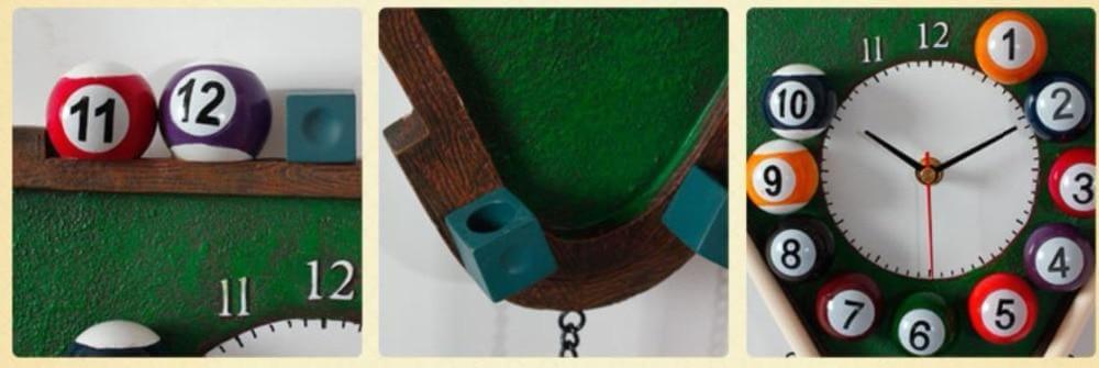 Moderne Vægur med 3D Poolbolde Design til Billardrum 5