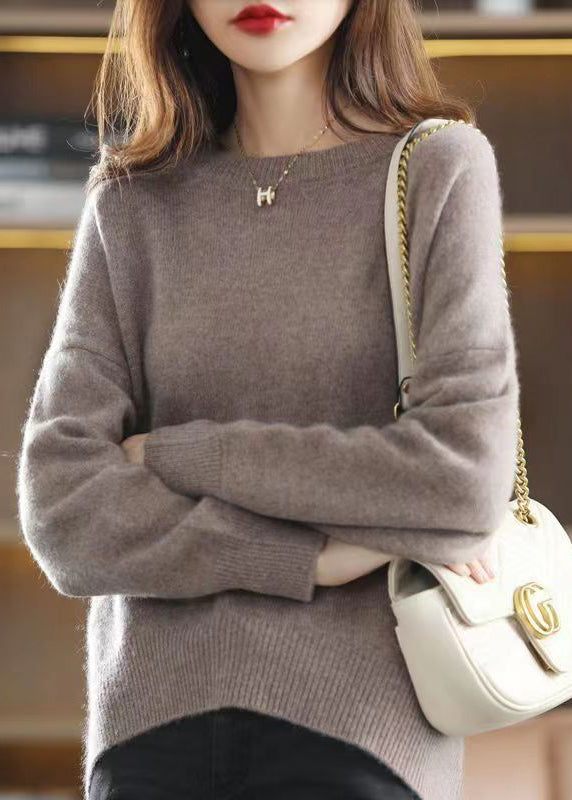 Moderne Vinrød O-hals Striktrøje 3