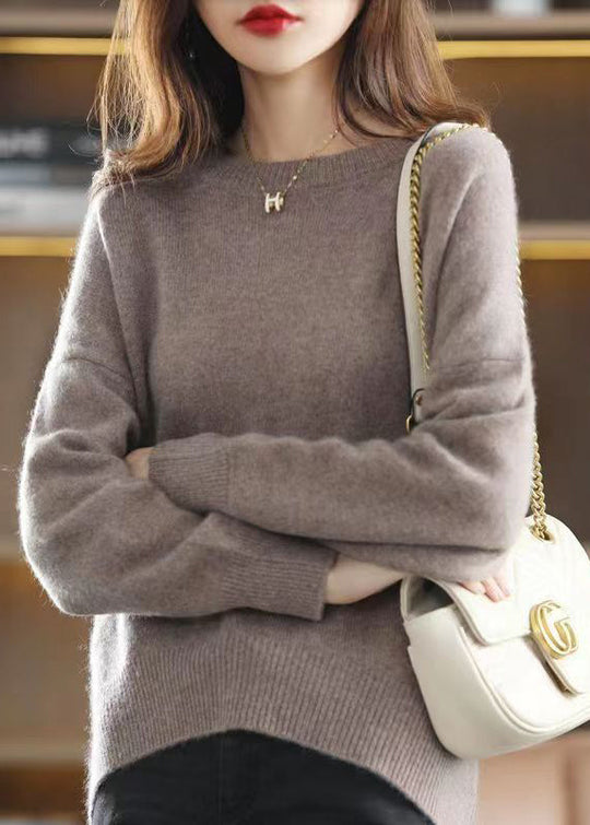 Moderne Vinrød O-hals Striktrøje 3