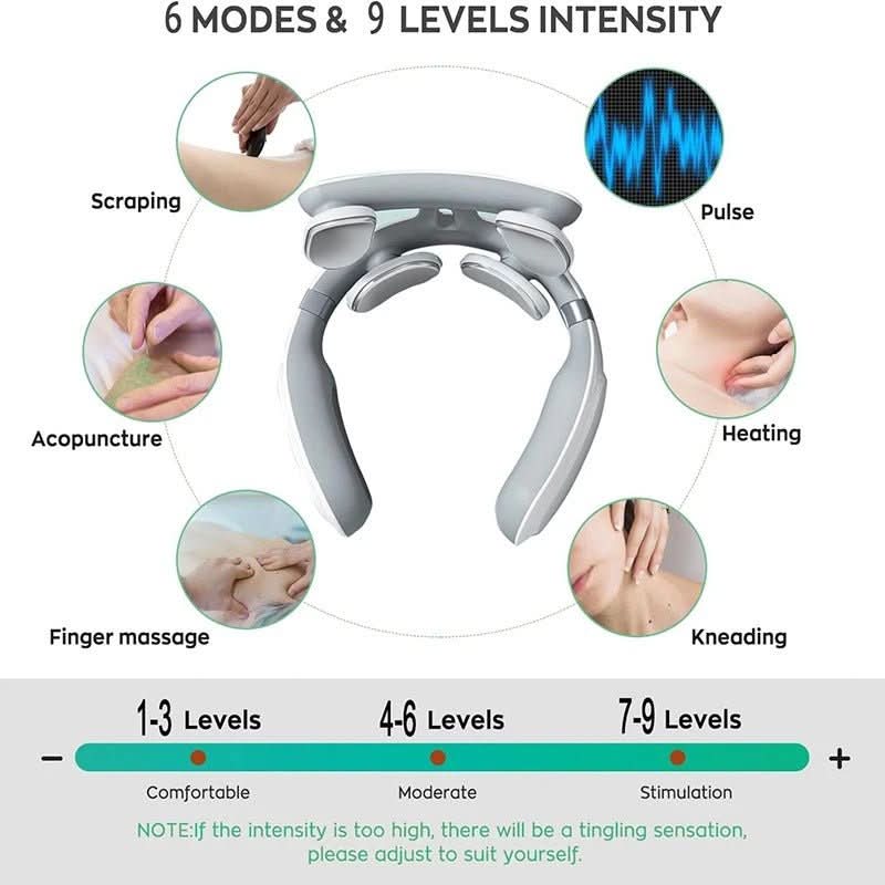 Nakke Massager 4-i-1 med Varme og Vibration - Massageapparat til Nakke 3