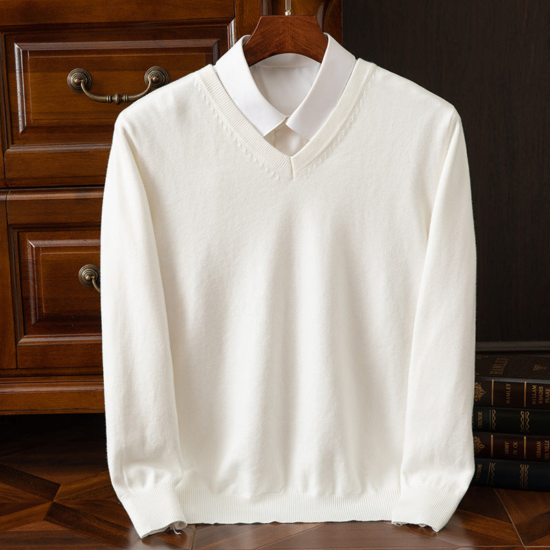 Herre Merino V-Hals Sweater Blød Uld