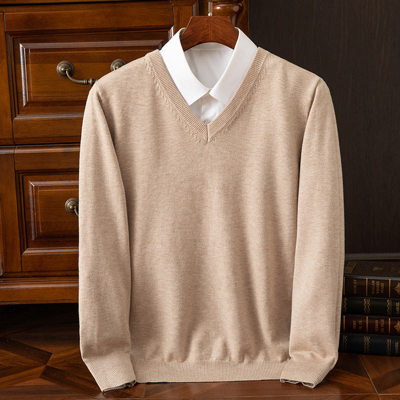 Herre Merino V-Hals Sweater Blød Uld