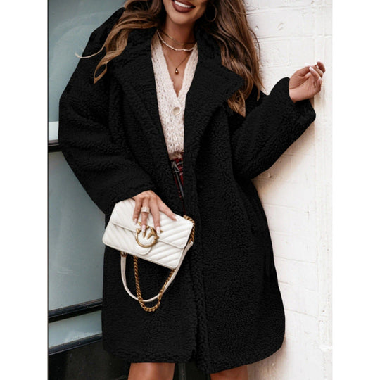 Overgangsjakke Dame Mid-Length Oversized Frakke med Bredt Revers 2