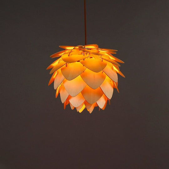 Pendellampe Træ Naturinspireret Design Justerbar Højde 1