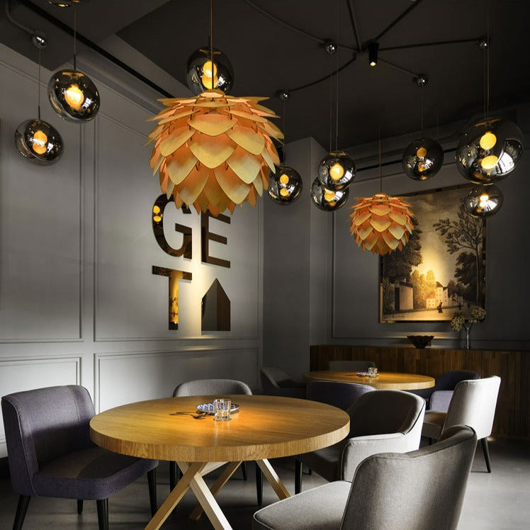 Pendellampe Træ Naturinspireret Design Justerbar Højde 8