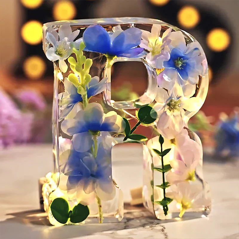Personligt Natlys med Tørrede Blomster Design 1