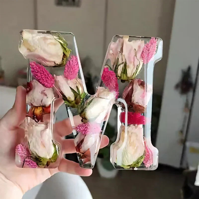 Personligt Natlys med Tørrede Blomster Design 2