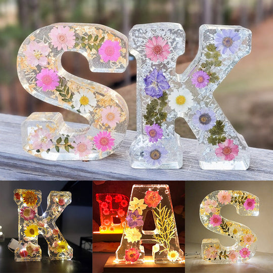 Personligt Natlys med Tørrede Blomster Design 4
