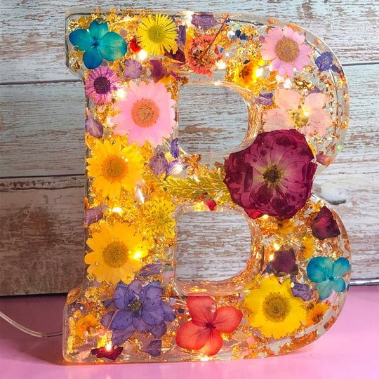 Personligt Natlys med Tørrede Blomster Design 6