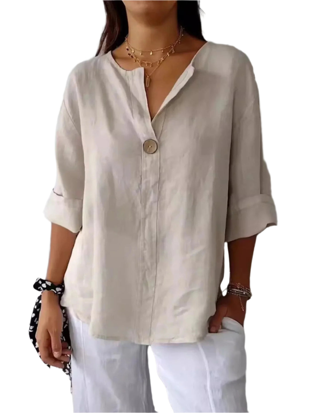 Plus Size Bluse Notch Polyester Blend 0