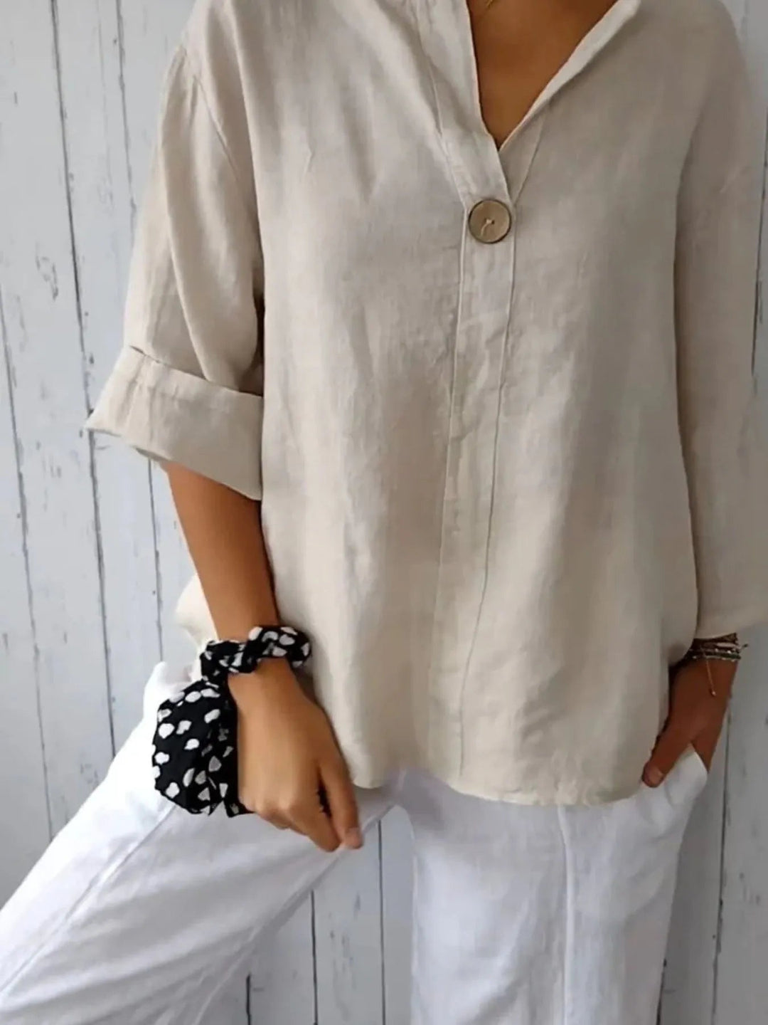 Plus Size Bluse Notch Polyester Blend 1