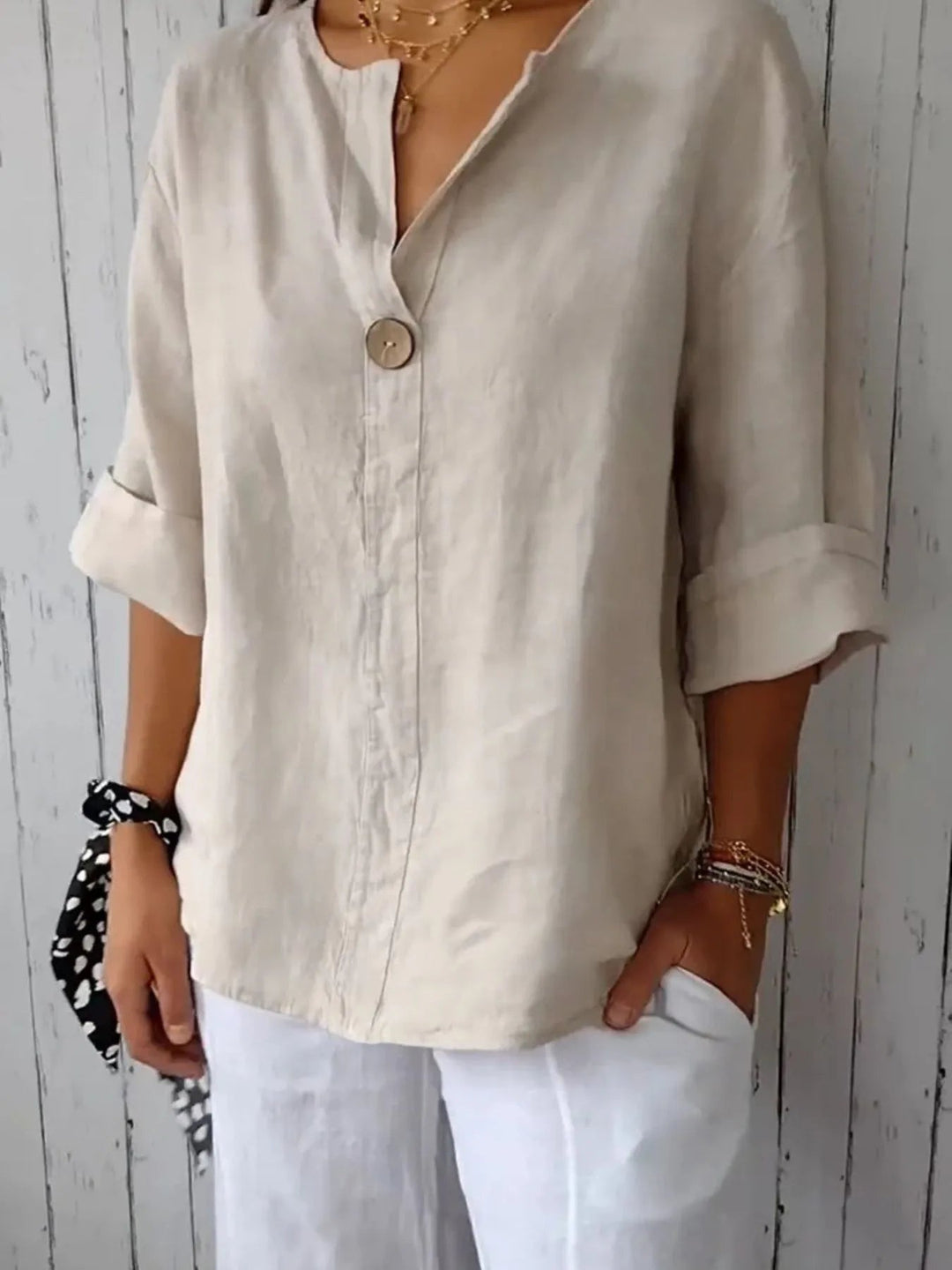 Plus Size Bluse Notch Polyester Blend 2