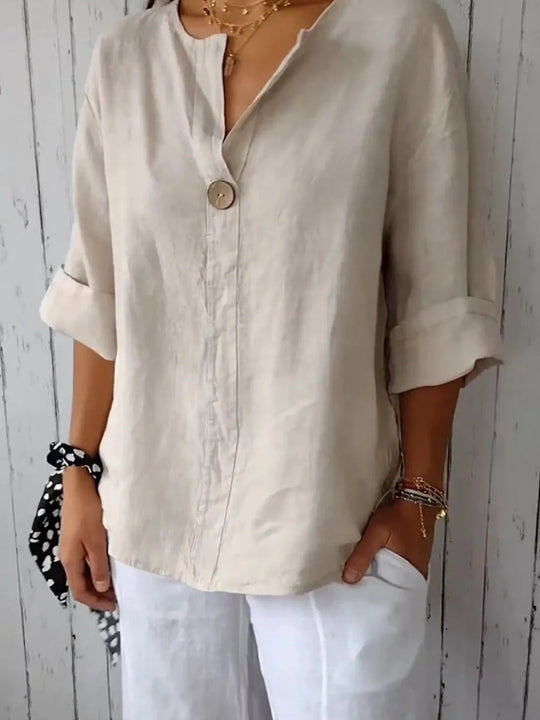 Plus Size Bluse Notch Polyester Blend 2