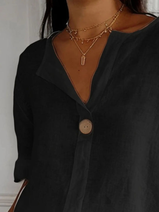 Plus Size Bluse Notch Polyester Blend 5