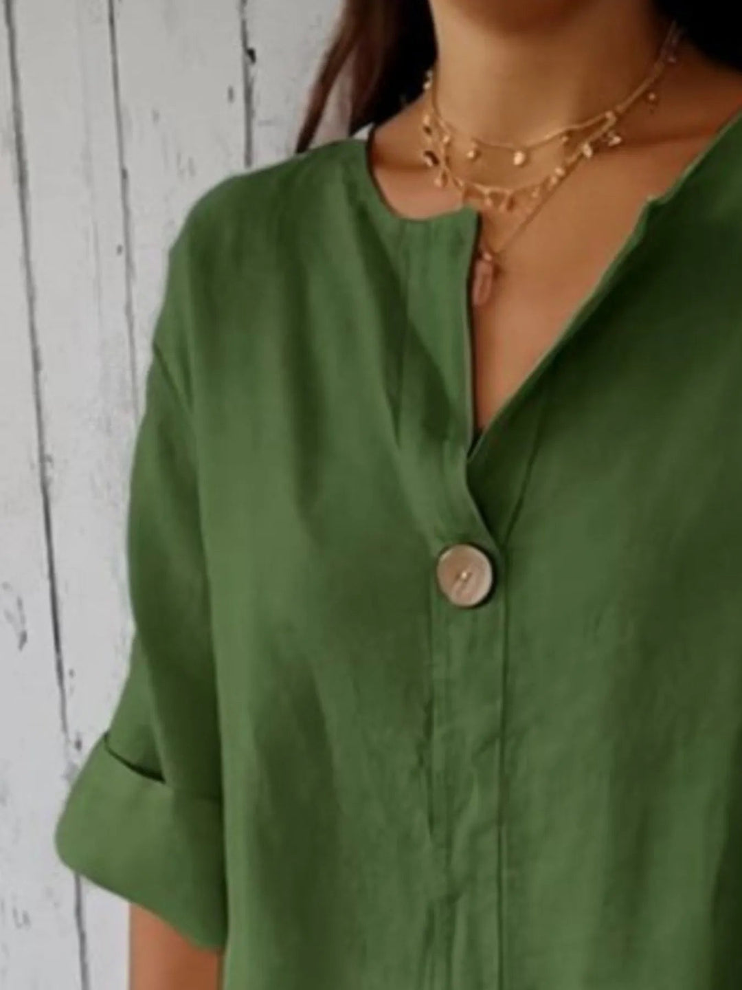 Plus Size Bluse Notch Polyester Blend 7