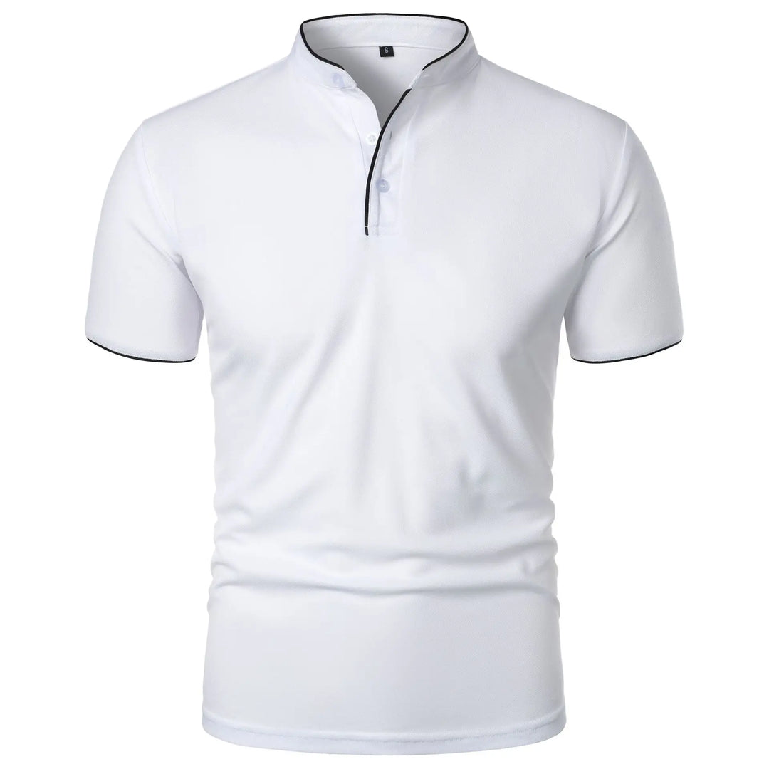 Polo Shirt Mænd Kortærmet Casual T-Shirt i Solid Farve 10