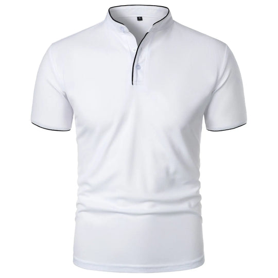 Polo Shirt Mænd Kortærmet Casual T-Shirt i Solid Farve 10
